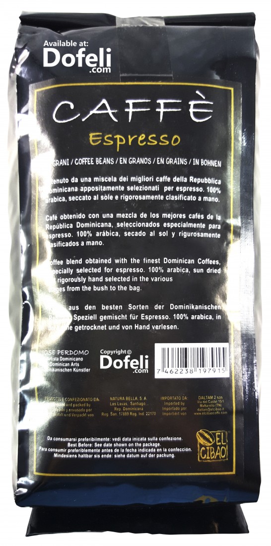 El Cibao Premium Dominican whole roasted coffee beans, perfect for grinding to your preference.